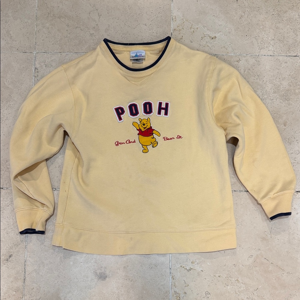 Vintage Disney Pooh Yellow and Navy Sweatshirt